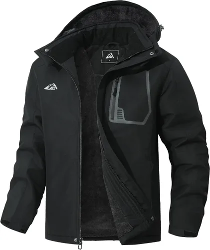 Chaqueta de esquí de invierno para hombre, abrigo de nieve impermeable, capucha ajustable y múltiples bolsillos para protección contra el clima frío