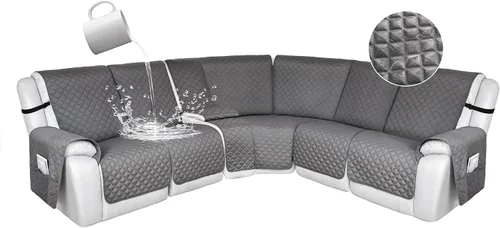 Miniatura 104 de HDCAXKJ Fundas de sofá seccional reclinable 100% impermeable, forma de L, funda de sofá reclinable lavable acolchada suave para mascotas, perro