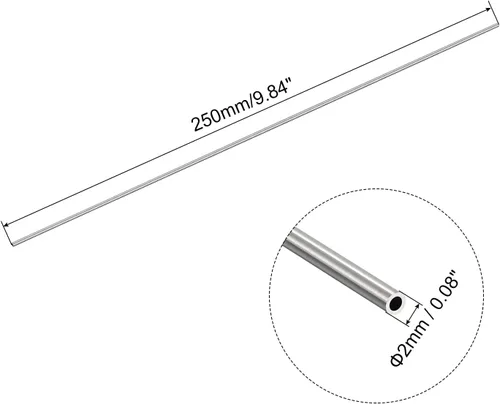 Miniatura 2 de uxcell Tubo capilar de acero inoxidable 304, diámetro exterior de 2 mm x 0.25 mm de grosor, longitud de 250 mm de tubo metálico para maquinaria