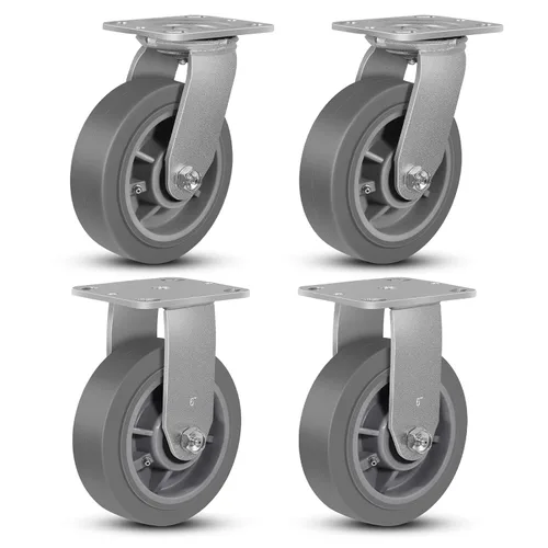 Miniatura 34 de Juego de 4 ruedas giratorias industriales de 5 pulgadas de alta resistencia con capacidad de carga de 3200 libras, ruedas de goma para muebles