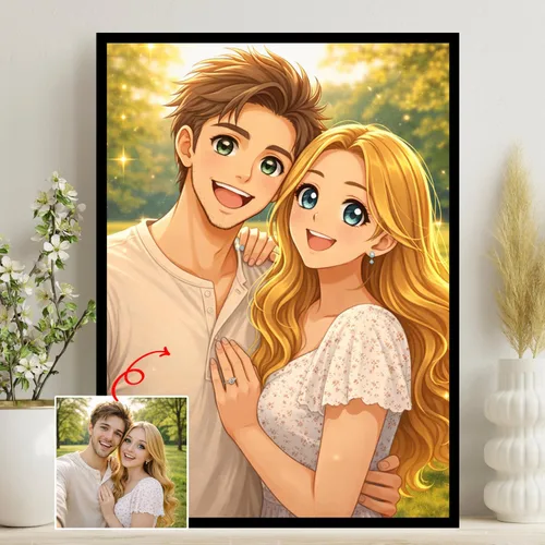 Miniatura 11 de NAZENTI Retrato personalizado de pareja en acuarela a partir de foto, pintura personalizada de foto para arte de pared, retrato personalizado