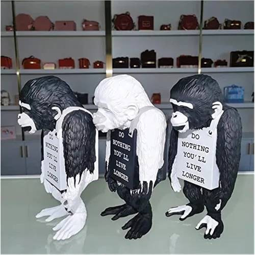 Miniatura 5 de Escultura de mesa, adornos de escritorio de moda, figurita de decoración de arte, accesorios de estatua de mono, decoración de arte callejero