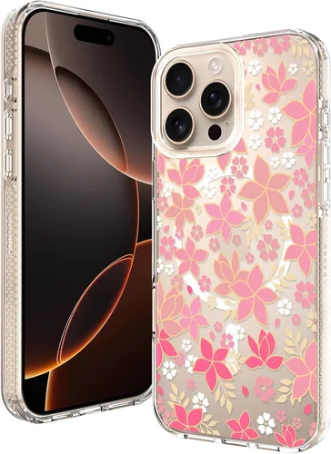 Miniatura 13 de OOK Magnetic for iPhone 17 Case Clear Pretty Flower Girls Women [Not Yellowing][Screen Protector] [ MagSafe Compatible] with Full Camera Lens