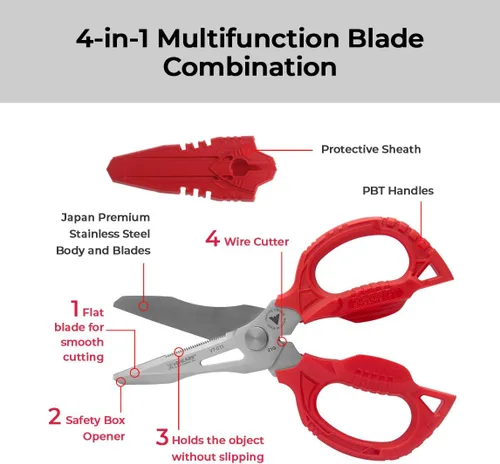 Miniatura 2 de VAMPLIERS vSHEARS: Tijeras multiuso de 6.3 pulgadas. Tijeras combinadas de cuchillas multiusos 4 en 1, cuerpo de acero inoxidable japonés de primera