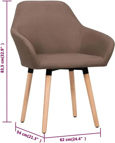 Miniatura 2 de Modern Brown Fabric Dining Chair Set, Ergonomic Comfort for Kitchen Dining Room, Solid Wood Legs, Easy Care