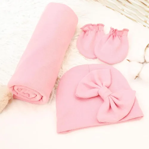 Miniatura 5 de DRESHOW BQUBO - Conjunto de guantes de algodón para recién nacido, manta cálida para bebé, saco de dormir para bebé, regalo de ducha 1 juego liso