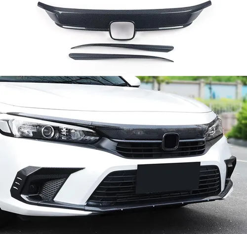 Accesorios de coche para capó de parrilla superior delantera exterior para Honda Civic 11ª generación 2022 2023 2024 2025 2026 ABS 3 piezas (estilo
