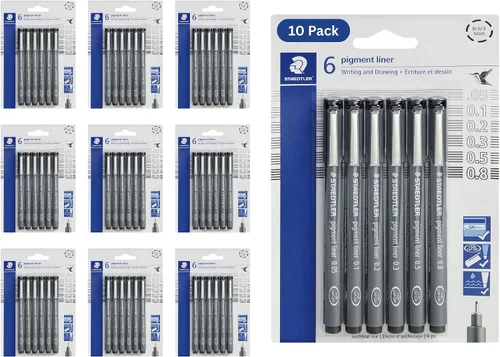 Miniatura 8 de Staedtler Delineador de Pigmentos, Pluma Delineadora para Dibujo, Bocetos, Diario, 0.05mm (0.002 in), Negro, Caja de 5 Plumas, 308 0059M