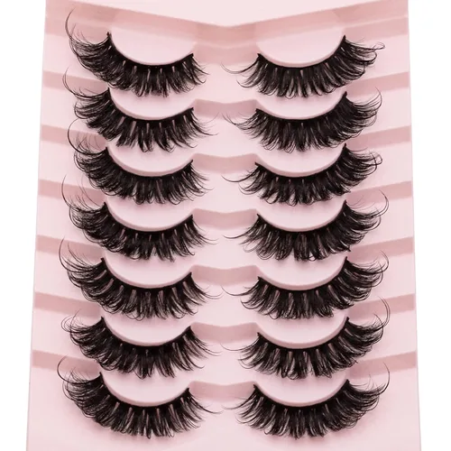 Miniatura 7 de DYSILK Pestañas de visón esponjosas, pestañas de ojos, 7 pares de pestañas dramáticas 8D, pestañas de visón sintético, pestañas naturales, largas