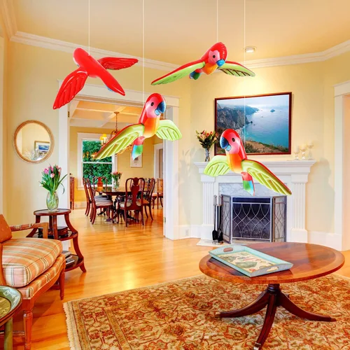 Miniatura 6 de 4 piezas inflables de loro volador inflables de animales de pájaros, decoración de fiesta de loro inflable para verano, tropical, hawaiano, fiesta