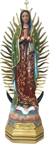 12 pulgadas Nuestra Señora de Guadalupe Rayos de Oro del Sol Estatua Virgen María Virgen Imagen Estatua Regalo Religioso