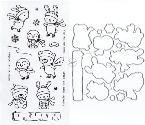Miniatura 7 de DzIxY Juego de sellos transparentes de animales de árbol de Navidad y troqueles de corte de metal para hacer tarjetas, álbumes de recortes