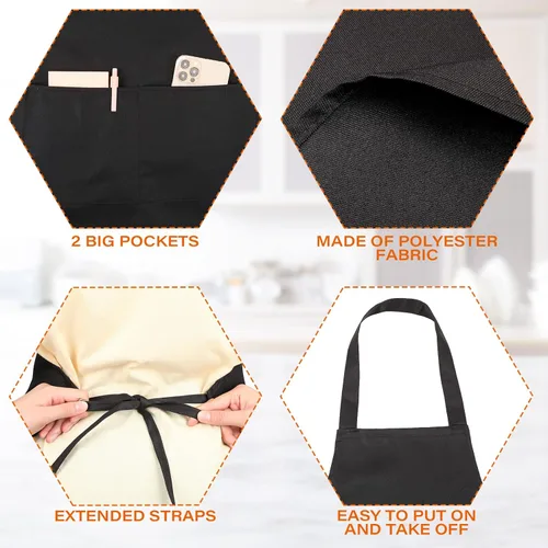 Miniatura 3 de JaGely 36 delantales lisos con 2 bolsillos, unisex, para mujeres y hombres, delantal lavable para cocina, cocina, pintura, manualidades, barbacoa