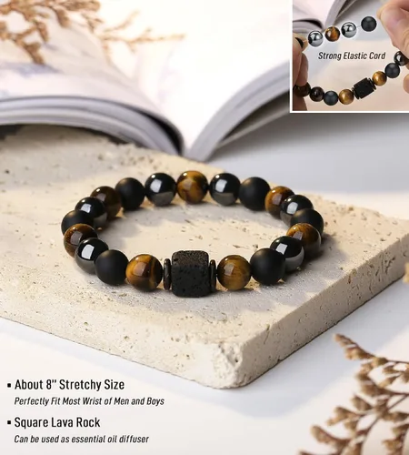 Miniatura 4 de TONY & SANDY Regalos del día del padre para papá, marido, abuelo, tío, pulsera de piedra natural genial para hijo, nieto, sobrino, novio, regalos