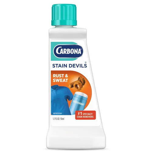 Carbona Stain Devils® #9 | Óxido y transpiración | Quitamanchas de lavandería de fuerza profesional | Limpiador multitela | Seguro para la piel y