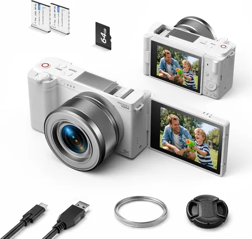Cámara digital de 5K 72MP para fotografía con zoom óptico 6X, cámara de enfoque automático mejorada para vlogging para YouTube con pantalla