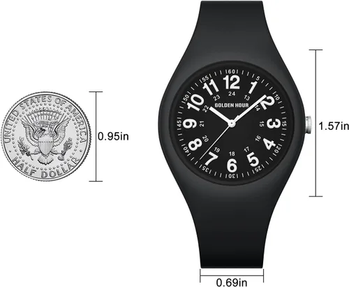 Miniatura 4 de GOLDEN HOUR Relojes deportivos impermeables analógicos unisex para enfermeras, profesionales médicos, estudiantes, esfera militar brillante y fácil