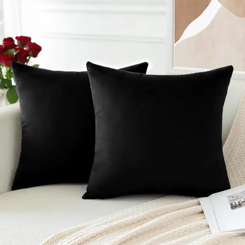 Miniatura 4 de OTOSTAR Juego de 2 fundas de almohada decorativas de terciopelo suave de 24 x 24 pulgadas, fundas de cojín cuadradas sólidas para decoración