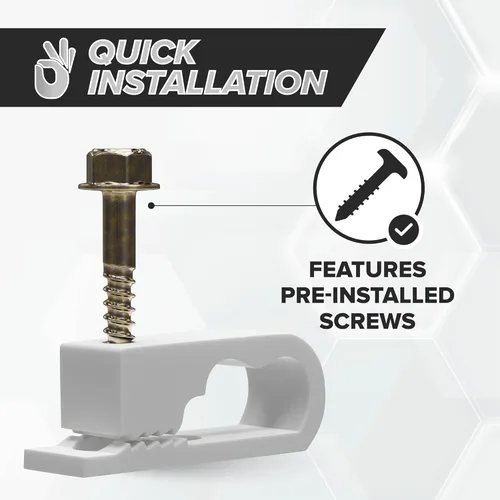 Miniatura 5 de THE CIMPLE CO Clips dobles para cables con tornillos, abrazaderas de cable coaxial de 1/2 pulgada para exteriores, gestión de cables exteriores