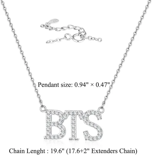 Miniatura 2 de YANENG KPOP Bangtan - Collar con colgante de circonita cúbica para fanáticos del ejército regalo para mujeres y niñas Metal Circonia cúbica