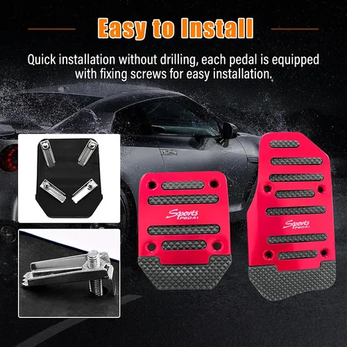 Miniatura 5 de Ziciner 2 piezas de almohadillas antideslizantes para pedales de coche, cubierta de pedal de acelerador y freno de caja automática, kits de pedal