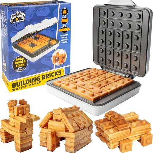 Gofrera eléctrica para bloques de construcción: cocina gofres festivos divertidos y panqueques, haz casas y autos de hombre de jengibre con gofres