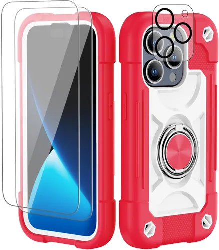 Miniatura 115 de Funda para iPhone 11 de 6.1 pulgadas con soporte de anillo, con 2 protectores de pantalla de vidrio, resistente a los golpes, resistente a