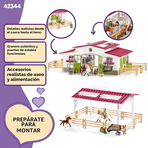 Miniatura 2 de Schleich Horse Club - Juego de juguetes de caballo de centro de equitación de 97 piezas con jinete, 2 caballos, granja y accesorios de figuras