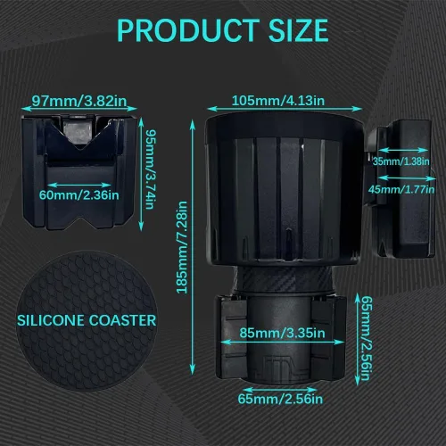 Miniatura 2 de Adaptador de portavasos grande ajustable, expansor de almacenamiento universal, organizador de cambio de portavasos grande para la mayoría