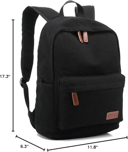 Miniatura 10 de kayond Bolsa de lona ligera para portátil de estilo casual, mochilas de viaje duraderas, mochila para hombres y mujeres, mochila de moda para Negro