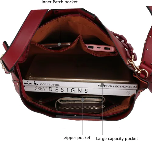 Miniatura 4 de MKF Collection Bolso Hobo, Bolso de mano con asa superior, Bolso de hombro de cuero PU