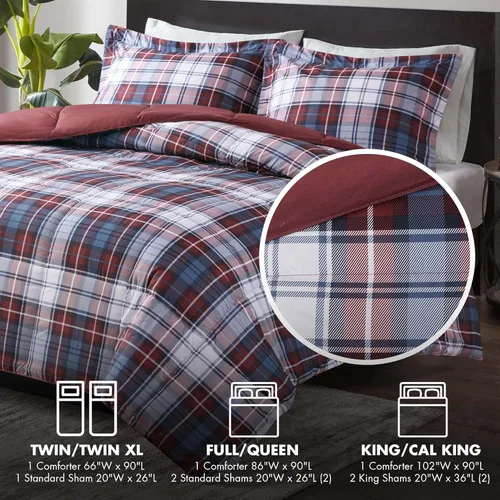 Miniatura 4 de Madison Park Essentials - Edredón a cuadros Parkston, funda a juego, funda 3M Scotchguard antimanchas, hipoalergénico, juego de ropa de cama
