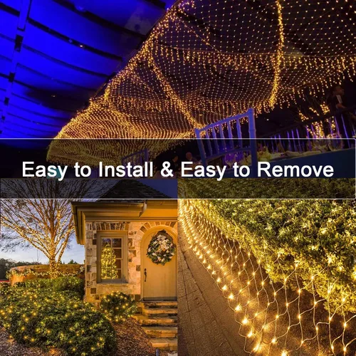 Miniatura 3 de echosari Luces de red para exteriores de 20 x 13 pies, enchufables con control remoto, 720 luces LED de red de Navidad IP68, totalmente impermeables