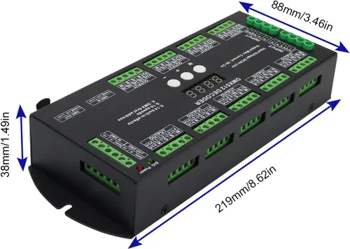 Miniatura 3 de AKEPO Decodificador de pantalla digital LED DMX RGBW de 36 canales, controlador DMX512 para luces LED RGBW DC9-24V 2A/CH con 14 efectos integrados