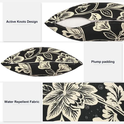Miniatura 279 de Juego de 2 almohadas para exteriores de 16 x 16 pulgadas, repelentes al agua con interiores, para muebles de patio, hogar, jardín, geometría bohemia