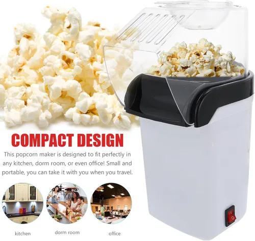 Miniatura 3 de PRETYZOOM Pequeña máquina de palomitas de maíz para uso doméstico, portátil, ligera, eléctrica, para cocina, dormitorio, oficina