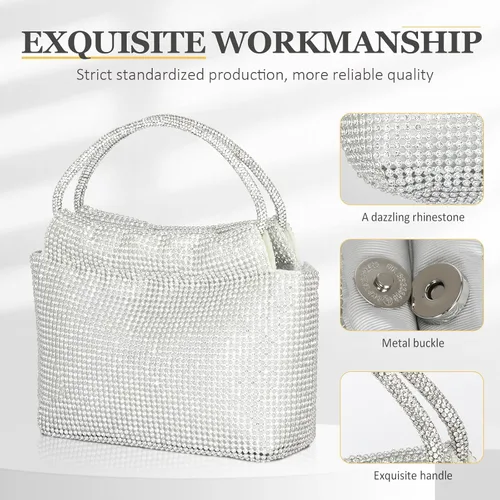 Miniatura 5 de Beaguful Bolsos de mujer con diamantes de imitación de cristal, bolsos de noche con purpurina
