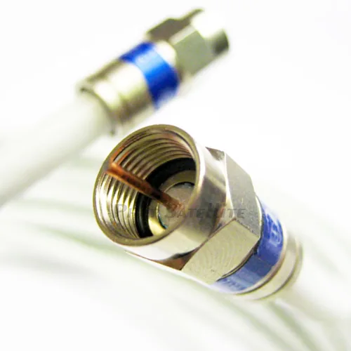 Cable coaxial blanco RG6 de 50 pies UL ETL CM CATV Retardante de Fuego Satélite Audio Video Cable con sello meteorológico Conectores de latón anti