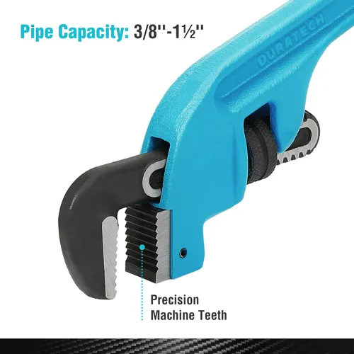 Miniatura 3 de DURATECH Llave de tubo de 10 pulgadas con compensación, llave de tubo de extremo de servicio pesado, mango de hierro fundido, llave de fontanería