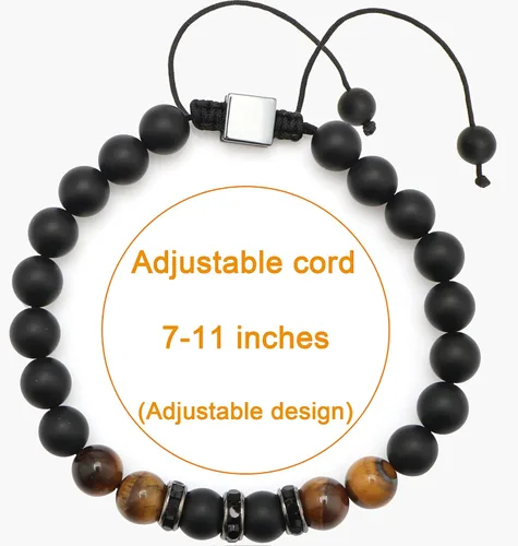 Miniatura 5 de JoycuFF Pulsera de ojo de tigre para hombre, regalo de aniversario, cumpleaños, día del padre, regalo de Navidad para novio, papá, hijo, esposo
