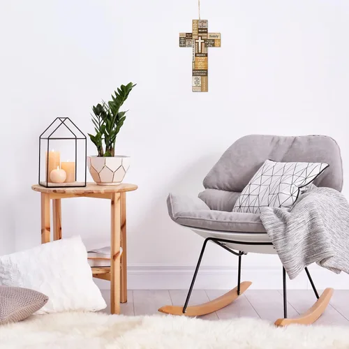 Miniatura 6 de Jetec Decoración de pared con cruz cristiana de madera, cruz de Pascua, fe religiosa, versículo bíblico, letrero de pared o mesa para Pascua, regalo