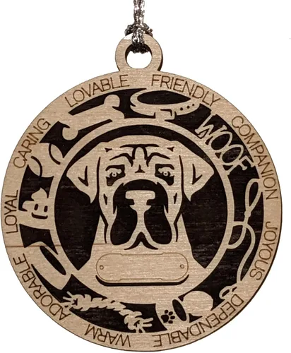 Miniatura 103 de Adorno de Navidad personalizado de madera para perro de 3 pulgadas, nombre y texto personalizables, hecho a mano en Estados Unidos, diseño de corte