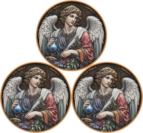 Miniatura 9 de Moneda de desafío Arcángel Rafael - Santo de curación, moneda de coleccionista de doble cara de 1.57 pulgadas