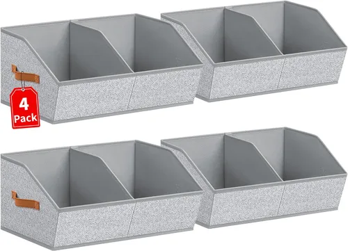 Homsorout Organizadores de Armario y Contenedores de Almacenamiento - Paquete de 4 Contenedores de Almacenamiento Plegables Divididos Trapezoidales