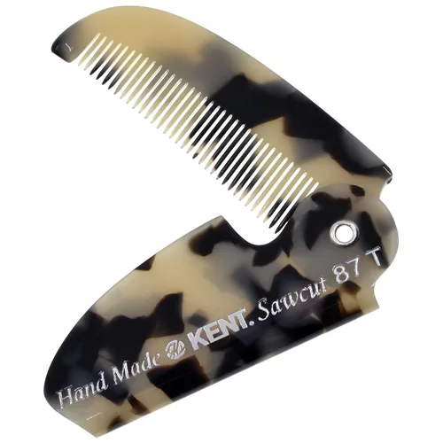 Kent 87T TW - Peine de bolsillo plegable hecho a mano para hombres, peine alisador de cabello de dientes finos para arreglo y peinado diario del