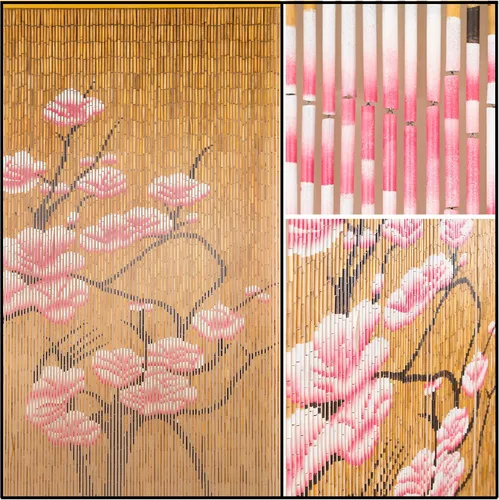 Miniatura 8 de Cortina con cuentas de madera natural, 90 hebras, cuentas de puerta bohemias, cortina bohemia para puerta, 35.5 pulgadas de ancho x 80 pulgadas