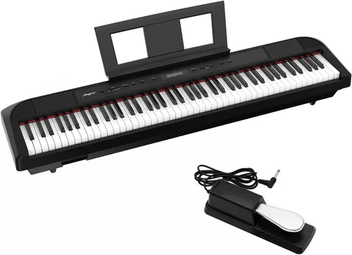 Piano digital, piano de martillo con peso de 88 teclas, piano de teclado eléctrico portátil para principiantes/adultos con pedal de sostenimiento,