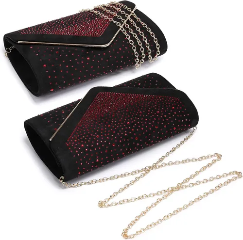 Miniatura 6 de Dasein Bolso de noche con diamantes de imitación para mujer, clutch de ante sintético, bolsos brillantes para fiestas formales, cóctel, boda, cartera