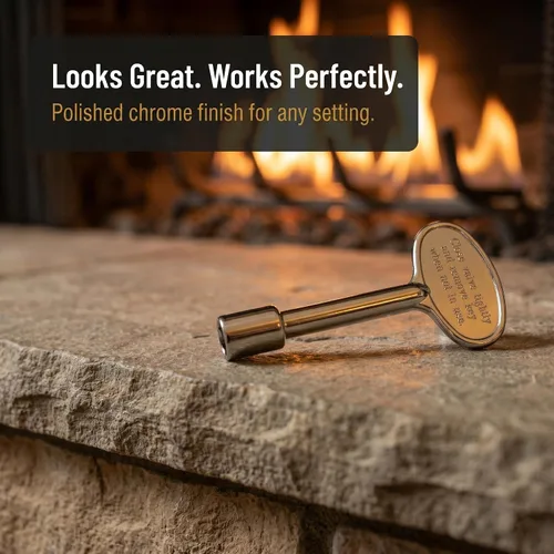 Miniatura 5 de Midwest Hearth - Llave de válvula universal para fogones y chimeneas de gas, cromado pulido