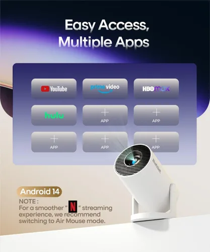 Miniatura 5 de Mini proyector con Wifi 6 y Bluetooth5.4, proyector portátil 4K, proyector inteligente Android 14 con 200ASIN y Keystone automático, proyector